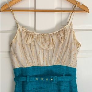 Trina Turk Mixed Media Silk & Tweed Dress